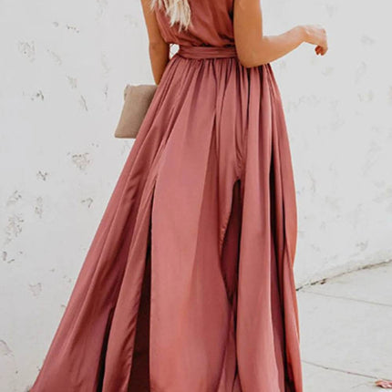 Surplice Tie Waist Maxi Dress - MimiStylez