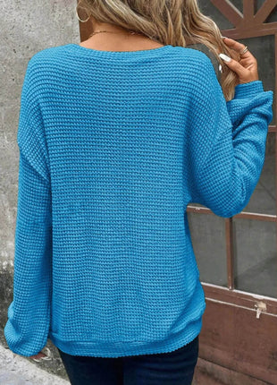 Plus Size Relaxed Fit Waffle Knit Round Neck T-Shirt - MimiStylez