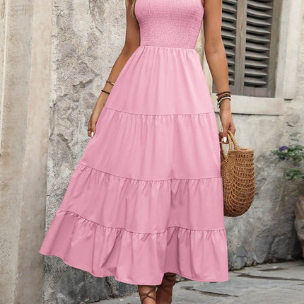 Smocked Scoop Neck Sleeveless Tank Dress - MimiStylez