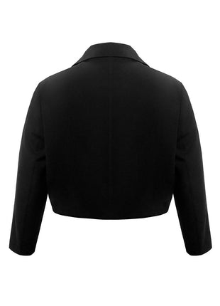 Plus Size Buttoned Lapel Collar Long Sleeve Blazer - MimiStylez
