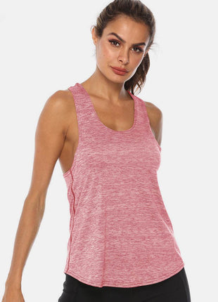 Full Size Scoop Neck Wide Strap Active Tank - MimiStylez