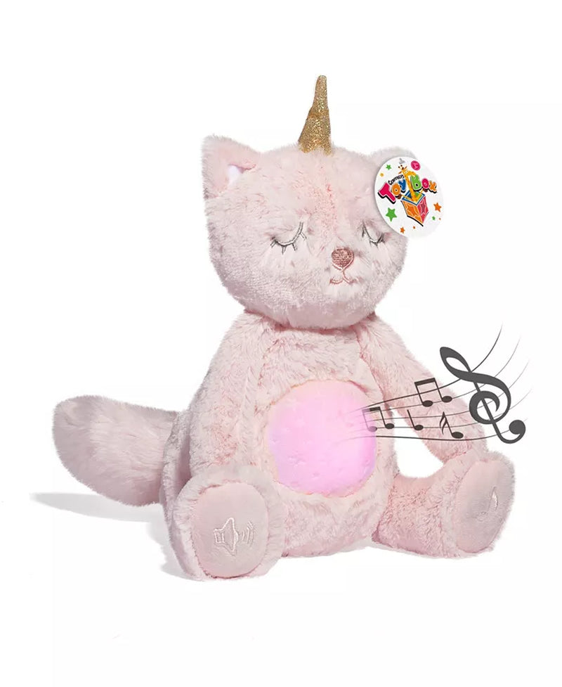 10" Soothing Kitty Corn Plush Stuffed Animal Toy with LED Lights and Sound