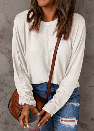 Double Take Full Size Round Neck Long Sleeve T-Shirt - MimiStylez