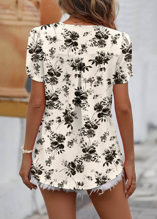 Ruche V-Neck Petal Sleeve Top - MimiStylez