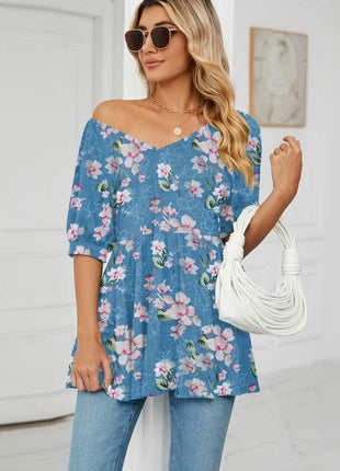 V-Neck Babydoll Blouse - MimiStylez