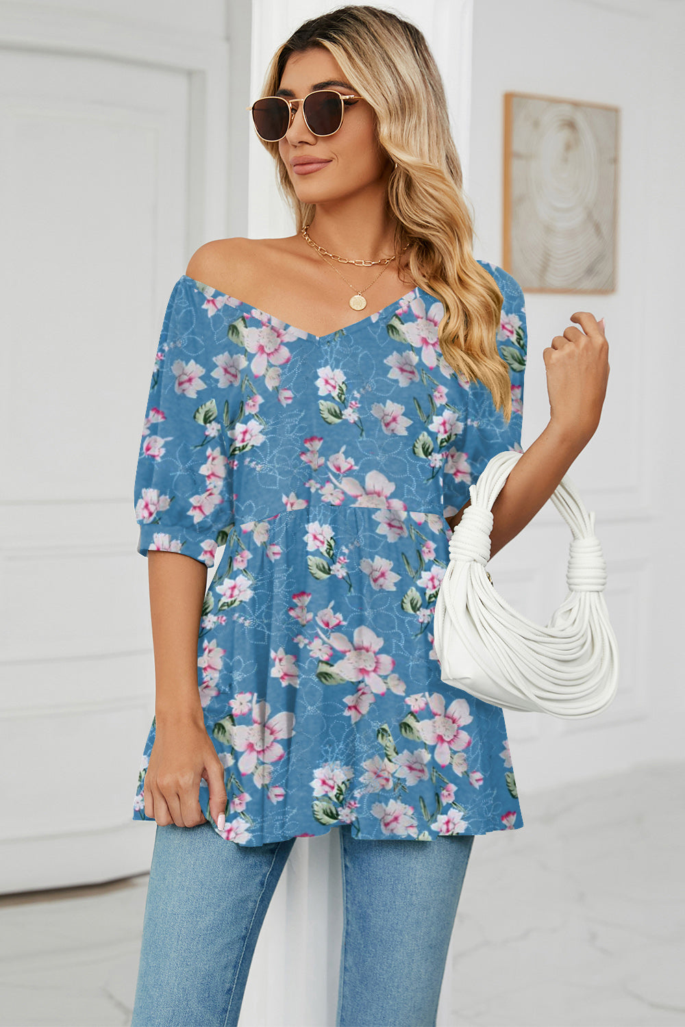 V-Neck Babydoll Blouse