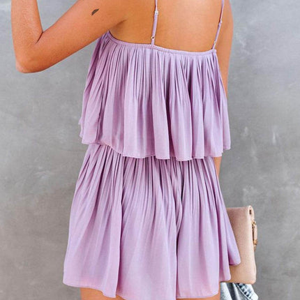 Ruched Spaghetti Strap Romper - MimiStylez