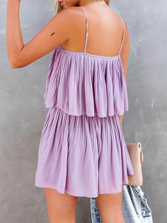Ruched Spaghetti Strap Romper - MimiStylez