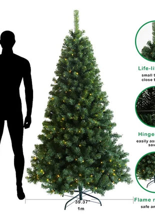 Pre-lit Christmas Tree 6ft Artificial Hinged Xmas Tree With Foldable Stand