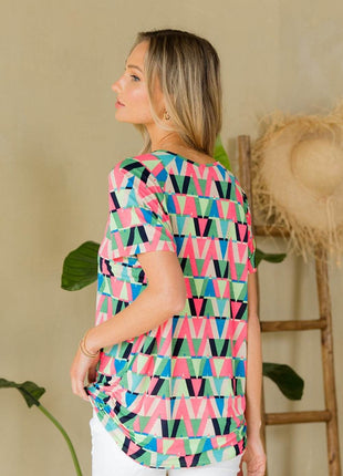 Sew In Love Full Size Geometric Round Neck Top - MimiStylez