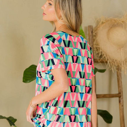 Sew In Love Full Size Geometric Round Neck Top - MimiStylez