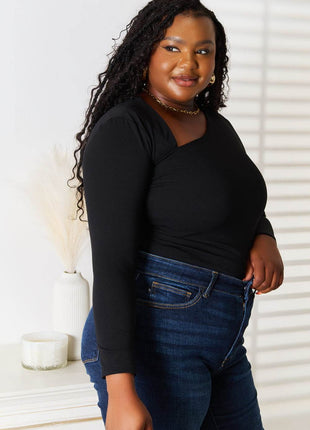 Basic Bae Asymmetrical Neck Long Sleeve Top - MimiStylez