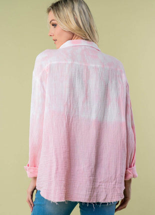 White Birch Full Size Long Sleeve Tie Dye Shirt - MimiStylez