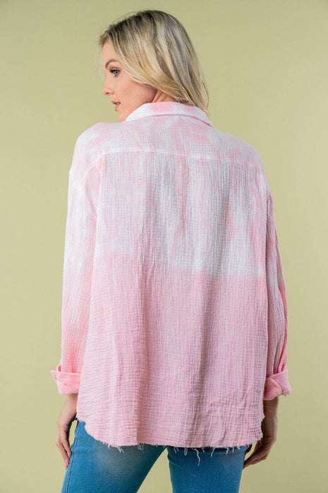 White Birch Full Size Long Sleeve Tie Dye Shirt - MimiStylez