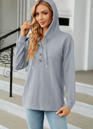 Cable-Knit Long Sleeve Hoodie - MimiStylez