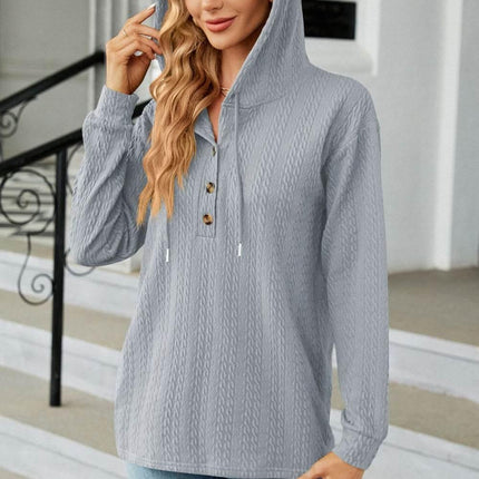 Cable-Knit Long Sleeve Hoodie - MimiStylez