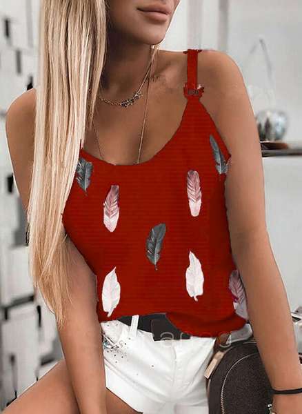 Stylish Crewneck Printed Halter Top