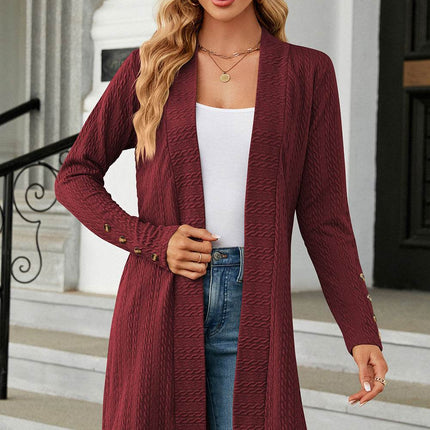 Open Front Long Sleeve Cardigan - MimiStylez