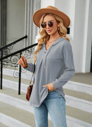 Long Sleeve Hooded Blouse - MimiStylez