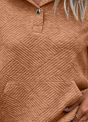 Geometric Snap Button Long Sleeve Sweatshirt - MimiStylez