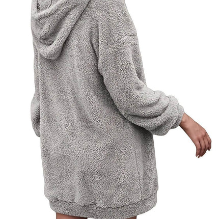 Half Zip Dropped Shoulder Oversized Hoodie - MimiStylez