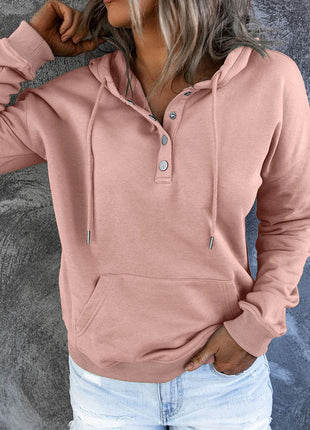 Dropped Shoulder Long Sleeve Hoodie with Pocket - MimiStylez