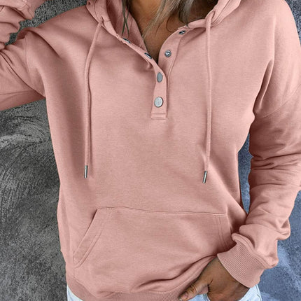 Dropped Shoulder Long Sleeve Hoodie with Pocket - MimiStylez