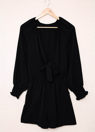 Tied Flounce Sleeve Plunge Romper - MimiStylez