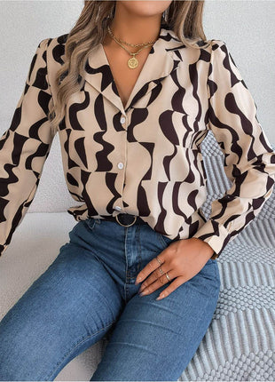 Printed Button Up Long Sleeve Shirt - MimiStylez
