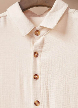 Button Down Short Sleeve Midi Shirt Dress - MimiStylez