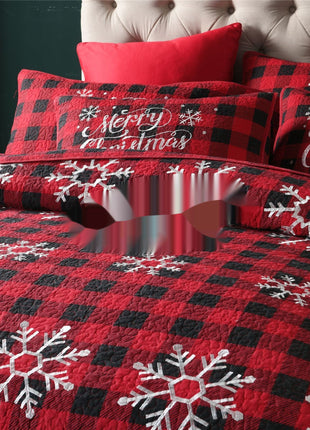 Christmas Cotton Snowflake Embroidery Quilt Three-piece Set