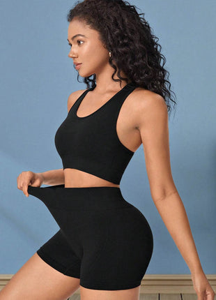 Cropped Sports Tank and Shorts Set - MimiStylez