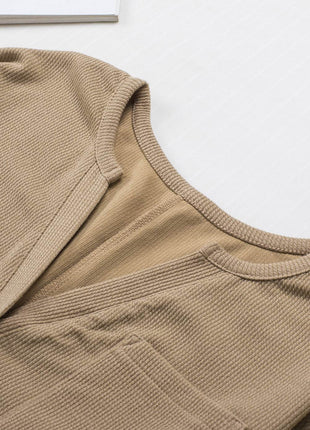 Notched Neck Long Sleeve Romper - MimiStylez