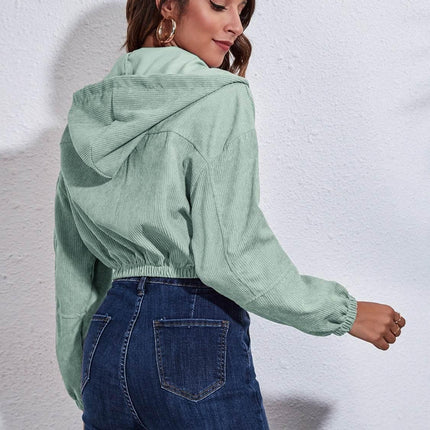 Drawstring Hooded Zip Up Jacket with Pockets - MimiStylez