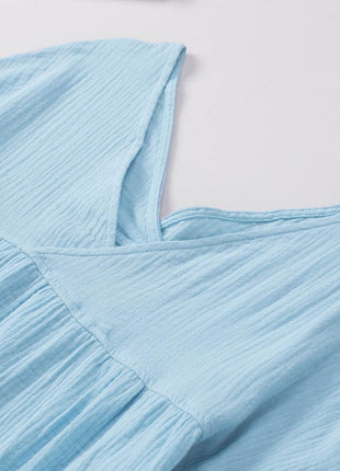 Dropped Shoulder V-Neck Blouse - MimiStylez