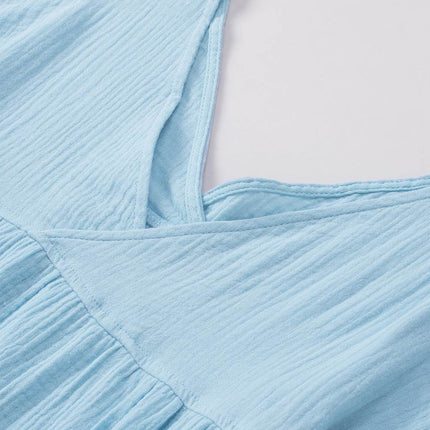 Dropped Shoulder V-Neck Blouse - MimiStylez