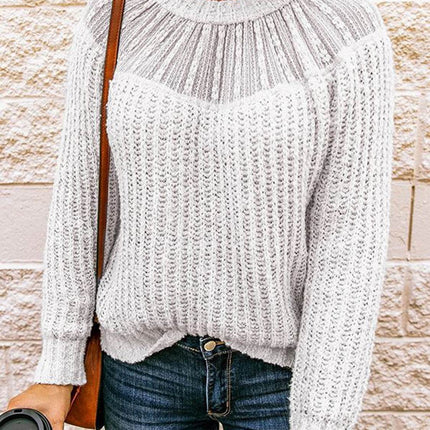 Round Neck Rib-Knit Sweater - MimiStylez