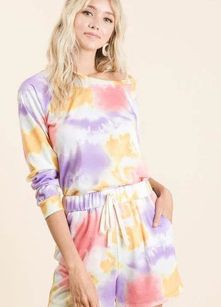 BiBi Tie Dye French Terry Top and Shorts Set - MimiStylez