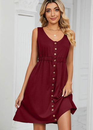 Buttoned Wide Strap Mini Dress - MimiStylez