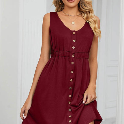 Buttoned Wide Strap Mini Dress - MimiStylez
