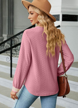 V-Neck Long Sleeve Blouse - MimiStylez