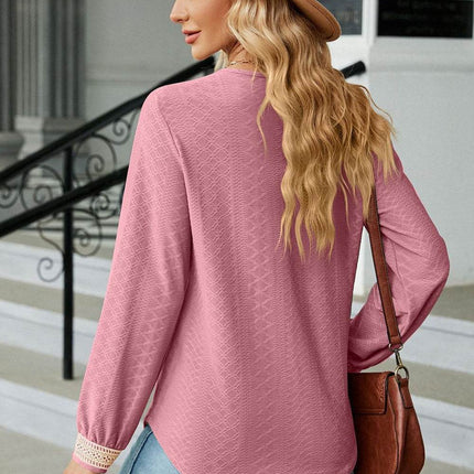 V-Neck Long Sleeve Blouse - MimiStylez