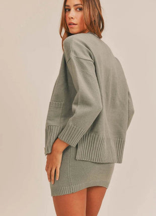 MABLE 3 Pieces Sweater Set with Crop Cami, Mini Skirt, Cardigan - MimiStylez