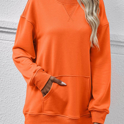 Round Neck Long Sleeve Sweatshirt - MimiStylez