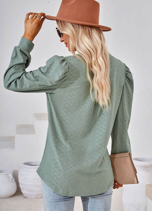 Notched Long Sleeve T-Shirt - MimiStylez