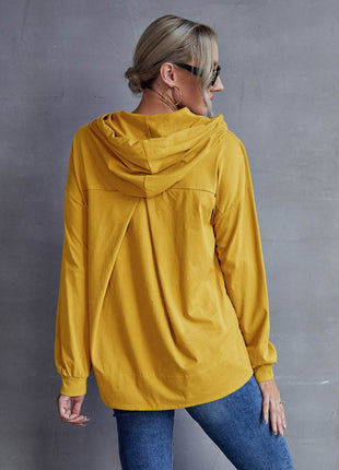 Drawstring Pocketed Dropped Shoulder Hoodie - MimiStylez