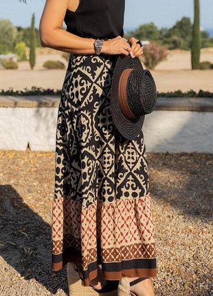 Geometric Elastic Waist Maxi Skirt - MimiStylez