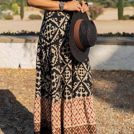 Geometric Elastic Waist Maxi Skirt - MimiStylez