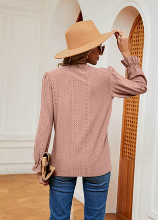 V-Neck Flounce Sleeve Blouse - MimiStylez