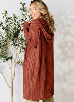 Basic Bae Full Size Hooded Sweater Cardigan - MimiStylez